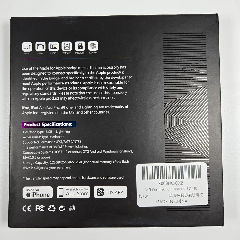 BLANBOK MFi Flash Drive 128GB USB Photo‎ Memory Stick iPhone Android iPad MAC